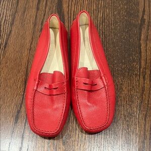 Tod's Red Leather Loafers